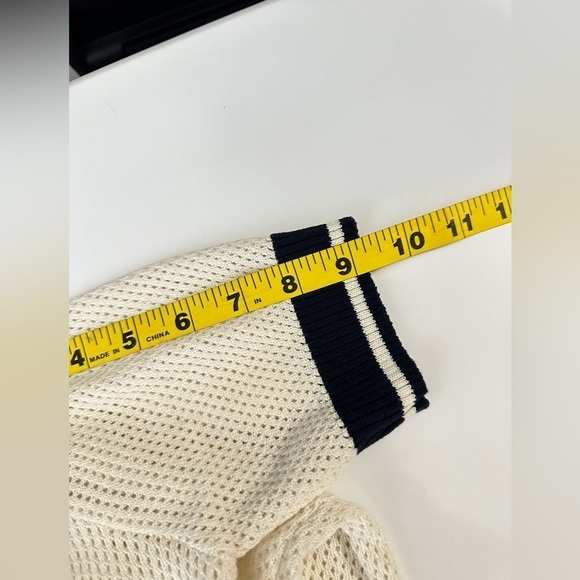 NWT Zara Women’s Combo Crochet Letter Polo Shirt in Cream & Navy Sz M - Picture 12 of 14